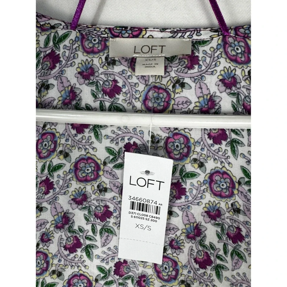 LOFT Kimono Wrap Women XS/S Purple Floral Modal New Open Front Shawl Coverup